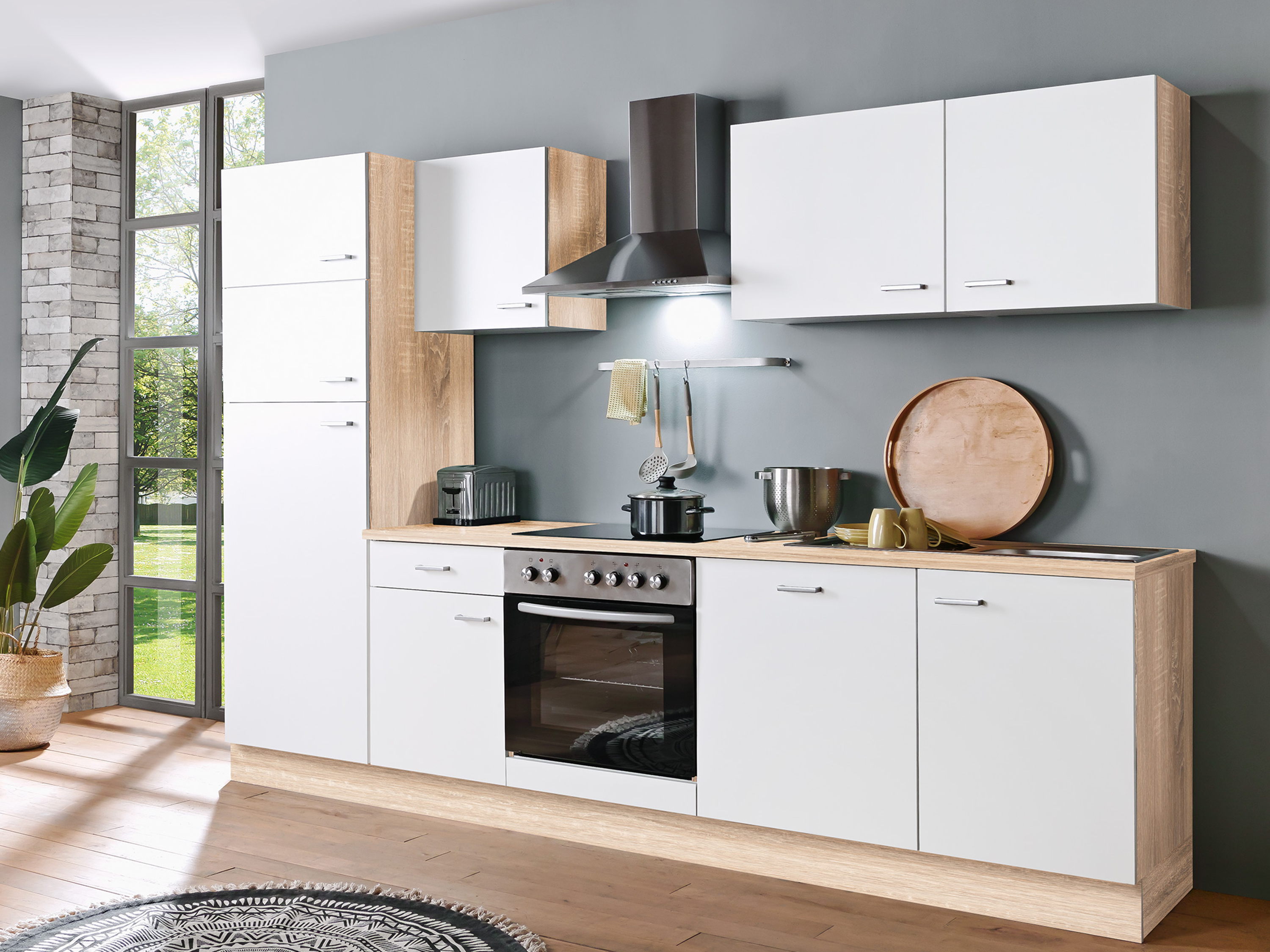 Menke Küchenblock Classic 1 (mit Geschirrspüler, 280 cm, Weiß, Frei Bordstein) | 04039354141851