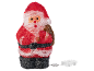 Leuchtende Weihnachtsmannfigur im roten Anzug mit weißem Bart, verbunden mit einer weißen Batteriebox.