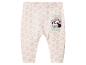 Weiße Baby-Leggings mit rosa Blumen und Minnie Maus Motiv.
