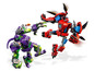 LEGO Spider-Man und Green Goblin Roboterfiguren in Aktion.