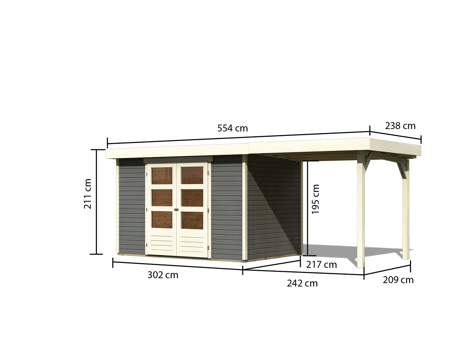 Thumbnail - Karibu Gartenhaus Trundholm 2 (mit Boden, terragrau)