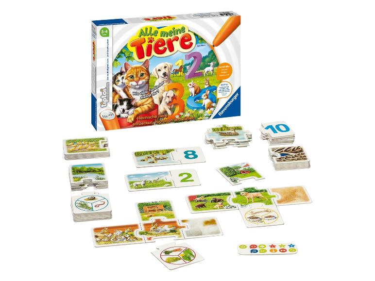 Ravensburger tiptoi Lernspiel 'Alle meine Tiere' mit Puzzles und Zahlen.