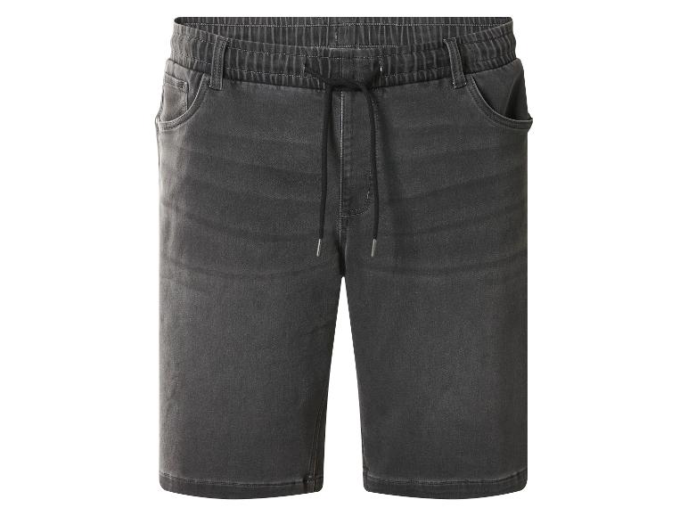 Herren-Jeansshorts in Dunkelgrau mit elastischem Bund und Kordelzug.