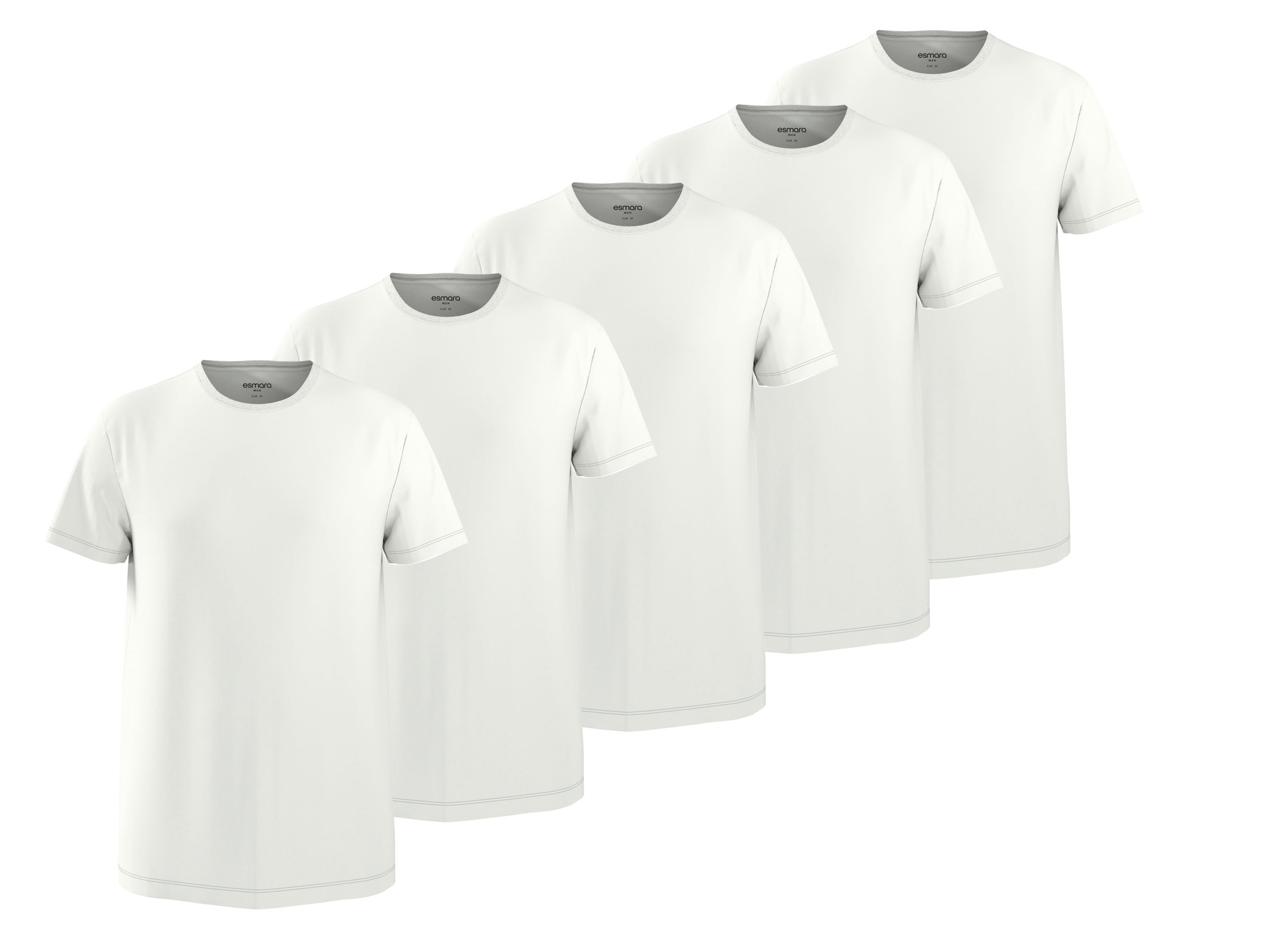 ESMARA MEN Herren T-Shirt, 5 Stück (Weiß, L (52/54))