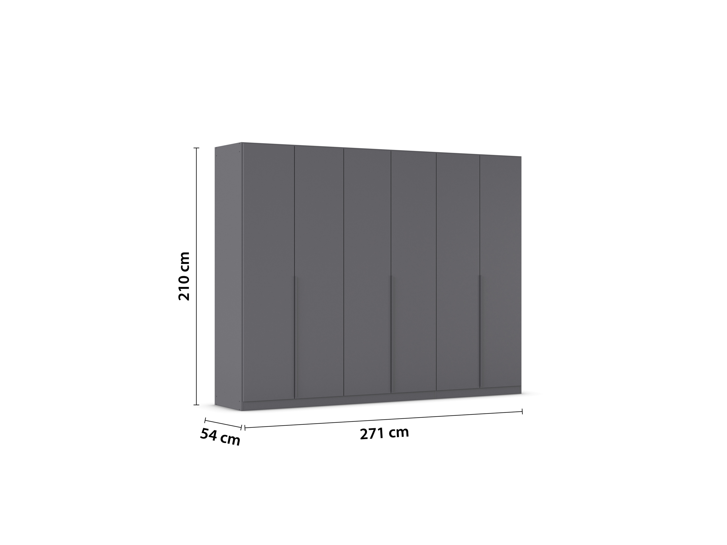 RAUCH ORANGE Drehtürenschrank Alabama (Basic-Zubehör, Graumetallic, Griffe Grau, 271 x 210 cm) – Bild 4 von 4