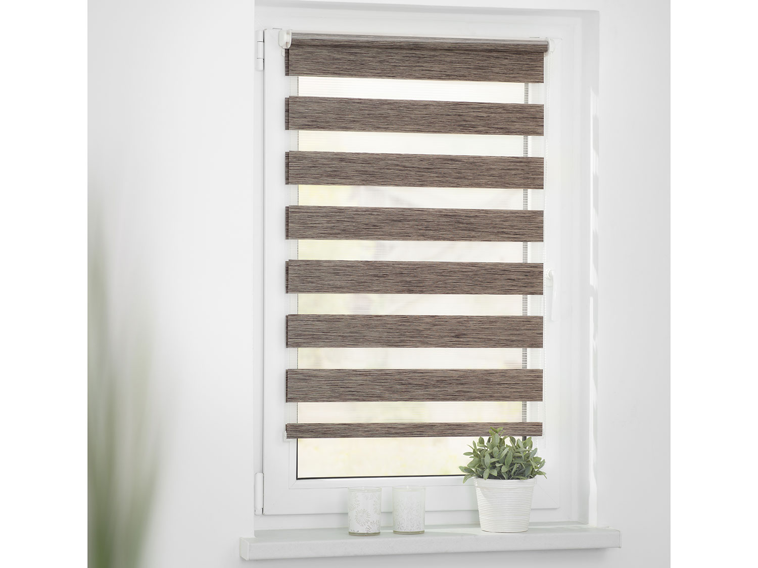 Thumbnail - Lichtblick Duo Rollo Klemmfix, ohne Bohren, meliert (Hellbraun, 80 x 220 cm)