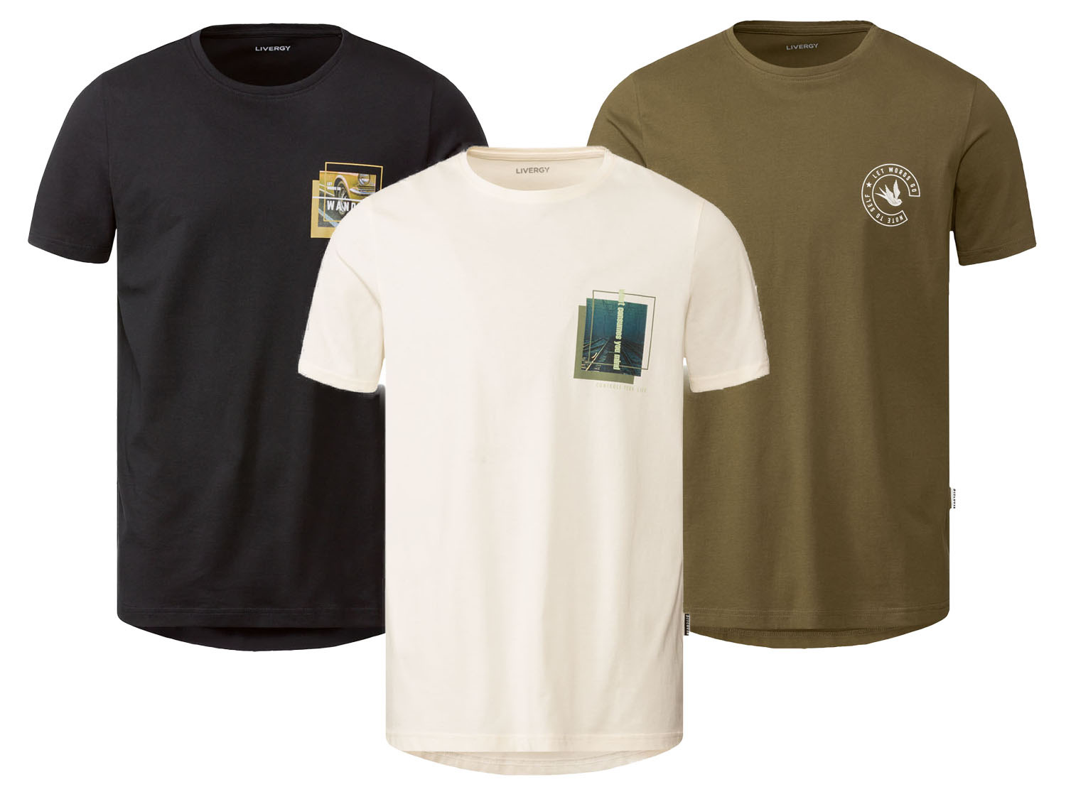 LIVERGY® Herren T-Shirt aus reiner Baumwolle mit Print