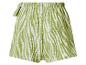 Damen-Shorts mit grün-weißem Zebramuster, elastischem Bund und dekorativer Schleife.