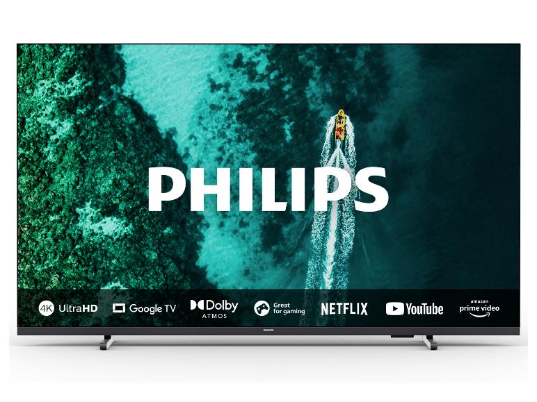 4K UltraHD Fernseher mit Google TV, Dolby Atmos und Streaming-Apps.