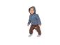 Kleinkind in blauem Hoodie und brauner Stepphose.