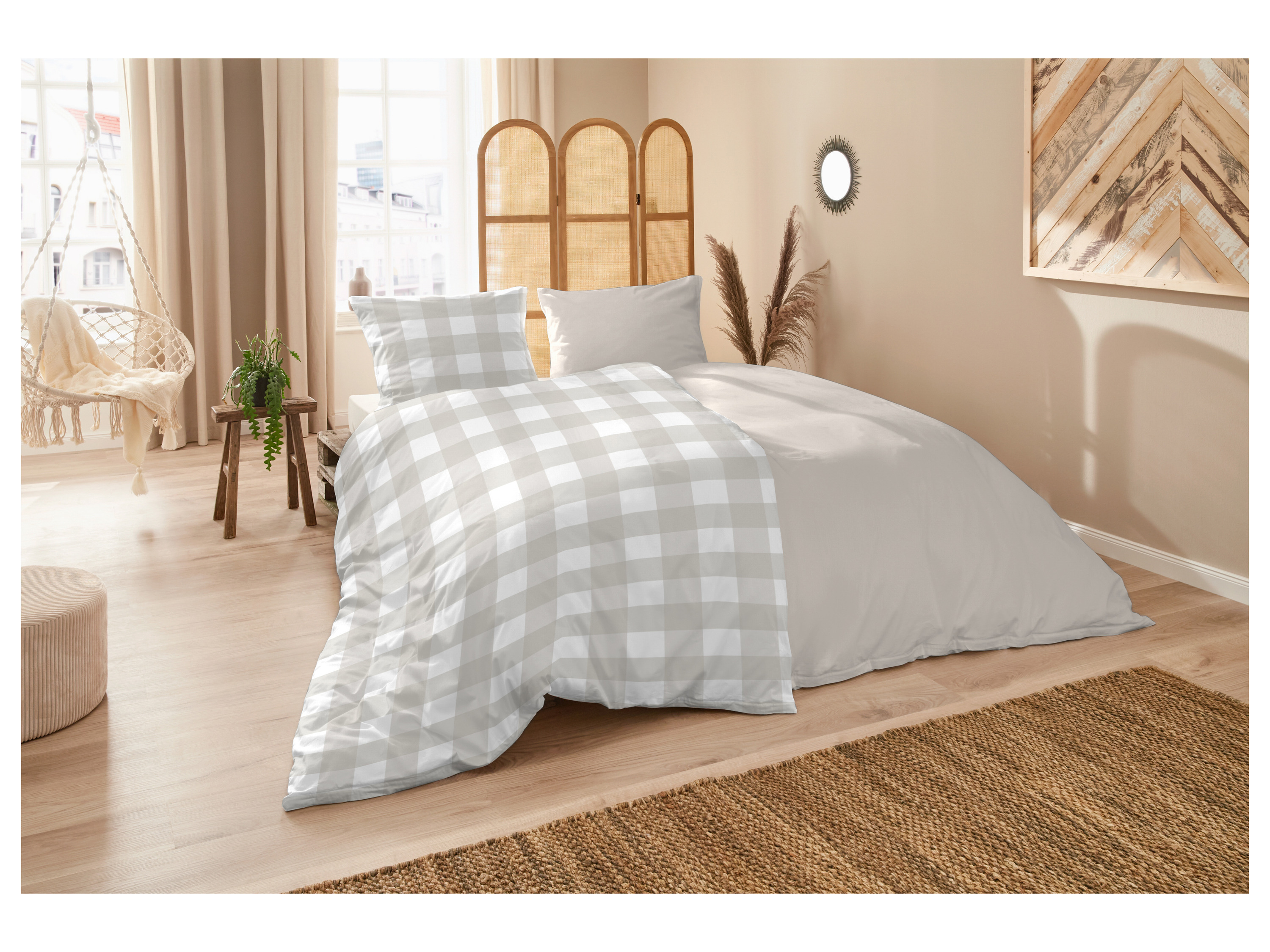 Thumbnail - Westminster Perkal Bettwäsche (Karo taupe, 135 x 200 cm)""