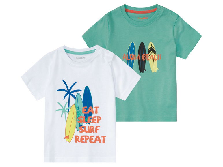 Gehe zu Vollbildansicht: lupilu® Kleinkinder Jungen T-Shirt, 2 Stück, weiche Single-Jersey-Qualität - Bild 2