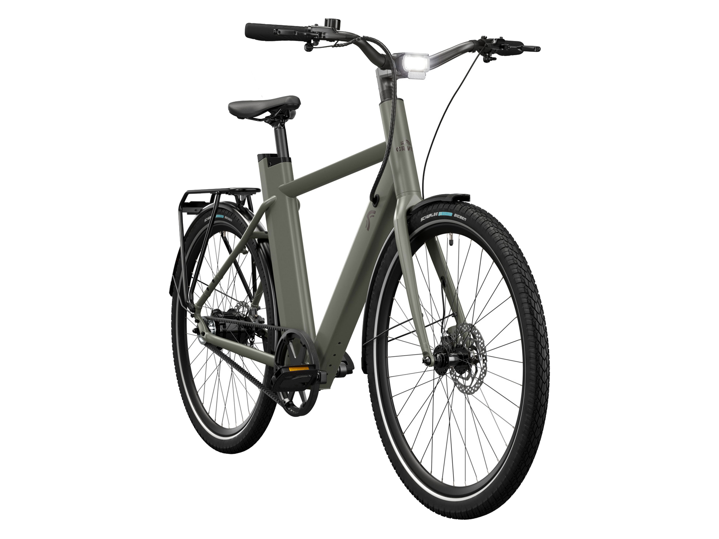 CRIVIT Urban E-Bike X.3 Belt Drive (Olive Green)““ | 27,5 Breite: 250 mm, mit Re, Autoventil und Schraderventil-Adapter, Shimano-V wie z. B. Flaschen und Taschen Optimal für eine Körpergröße von: 170 – 195 cm Größe: Radgröße: 27
