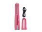 Pinkes Mini-Glätteisen, USB-Kabel und Schutzhülle inklusive.