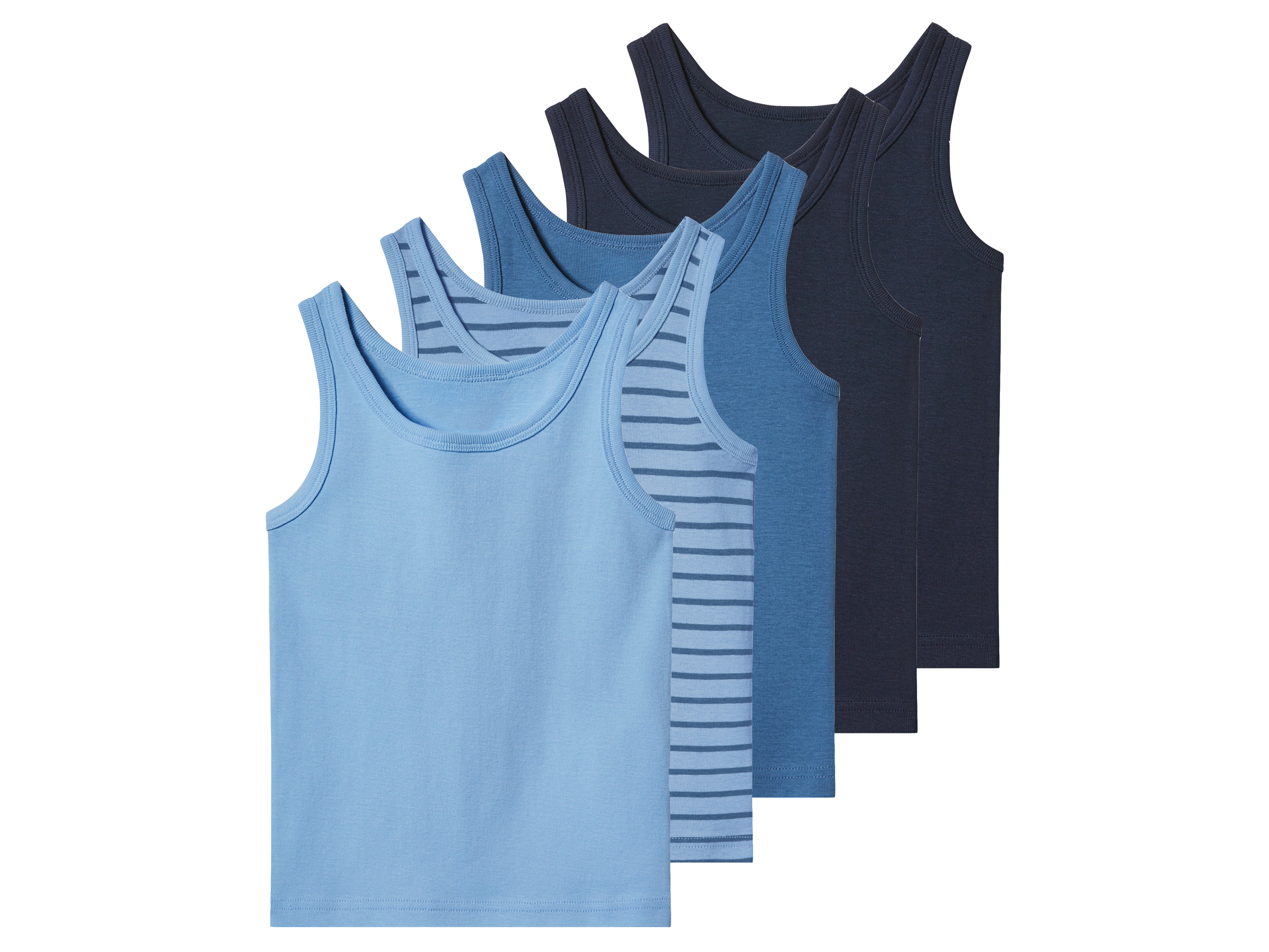 LUPILU® Kleinkinder Jungen Unterhemd, 5 Stück (navy/blau, 122/128)