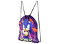 Eine lilafarbene  Turnbeutel mit Sonic the Hedgehog