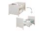 Babybett umwandelbar in ein Kinderbett mit Kissen und Decke.