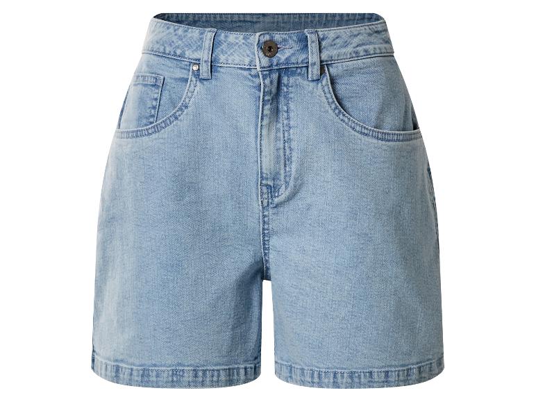 Damen-Jeansshorts mit hoher Taille in Hellblau