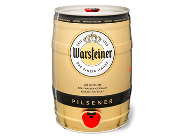 Warsteiner Premium Pilsener 5 L Bierfass mit Zapfhahn, Pfandfrei 4,8 % Vol