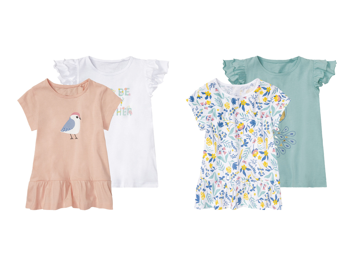 lupilu® Kleinkinder Mädchen T-Shirts 2 Stück reine Baumwolle