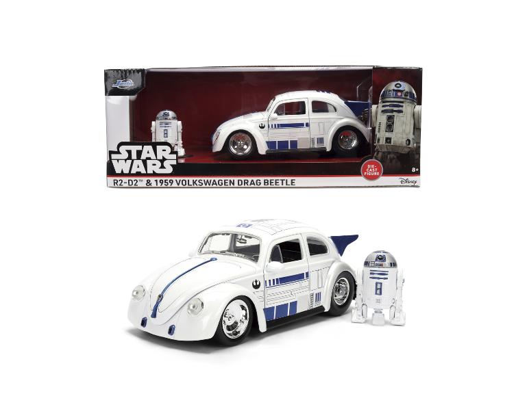 Star Wars R2-D2 und 1959 Volkswagen Drag Beetle Die-Cast Figurenset.