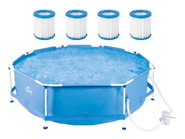 CRIVIT Metal-Frame-Pool-Set (Ø 300 x H 76 cm) inkl. Filterpumpe und 2er-Set Universal-Filterkartuschen (Ø 8 x 9 cm)