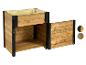 Holz-Hochbeet mit Stauraum, Naturholz-Finish und schwarzen Akzenten.