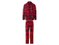 ESMARA MEN Herren-Pyjama lang aus Flanell mit rotem Karomuster.