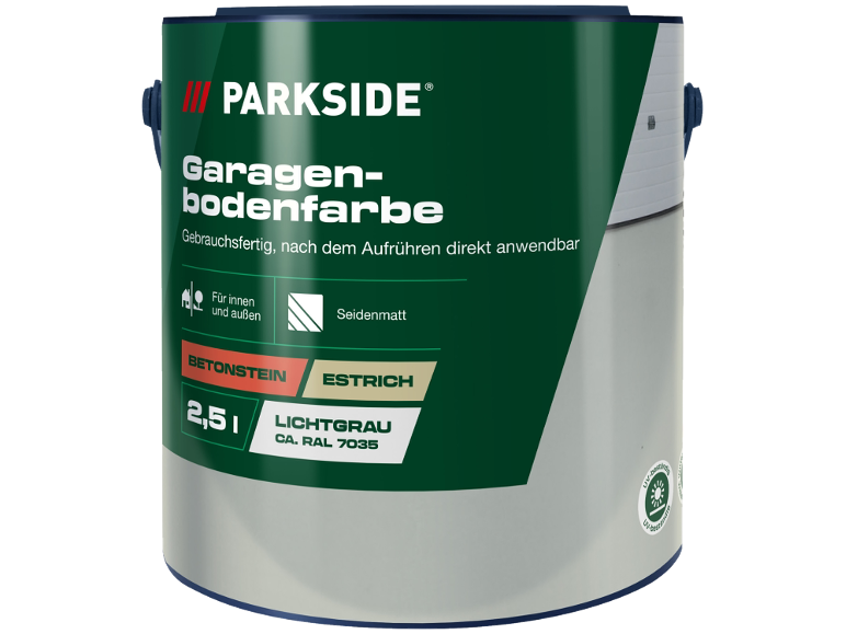 Graue Garagenbodenfarbe, 2,5 Liter, für innen und außen, für Beton und Estrich.