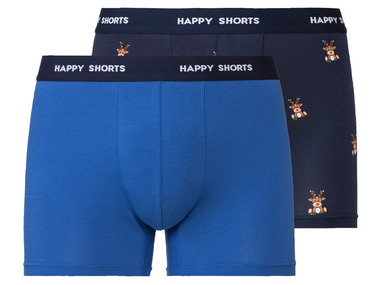 Happy Shorts - Herren Boxershorts, 2 Stück, weihnachtliche Motive (blau, L)