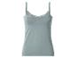 Damen-Spaghettiträger-Top in Grau-Blau mit Spitzendetails.