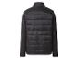 Schwarze gesteppte Herrenjacke mit Strickärmeln und Rücken.
