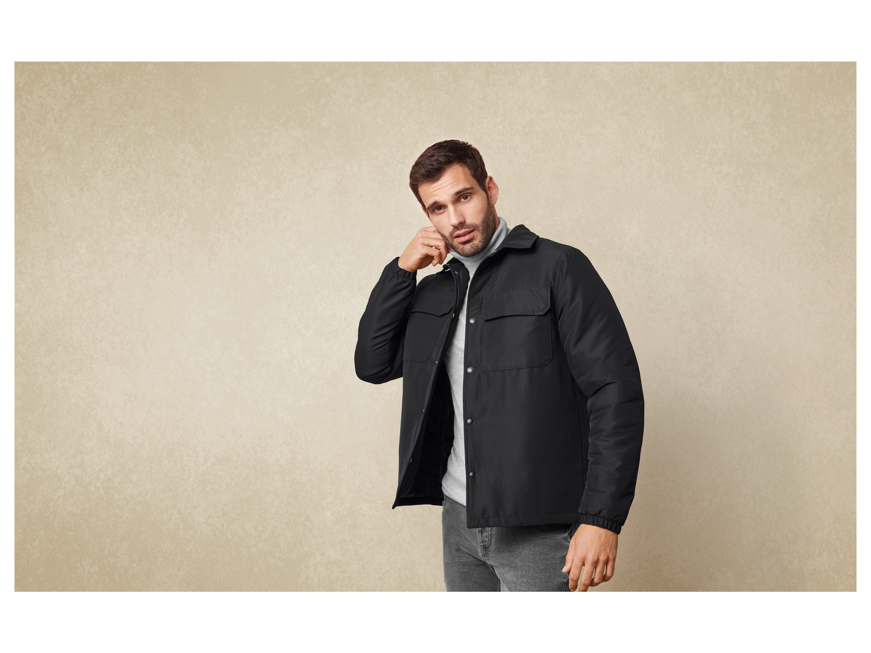 LIVERGY® Herren Jacke Ripstop wattiert (Schwarz, L(52/54)) – Bild 2 von 4