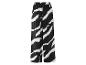 Schwarze und weiße weite Hose mit Zebrastreifenmuster.