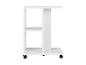 Weißer Beistelltisch mit zwei Ablagen und Rollen