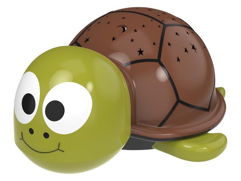 Grüne und braune Schildkröten-Nachtlampe mit sternförmigen Ausschnitten