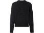 Schwarzer Langarmpullover mit einer Bouclé-Textur.