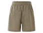 Khaki-farbene Leinen Shorts mit hoher Taille.