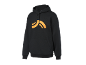 Schwarzer Hoodie mit orangefarbenem Logo