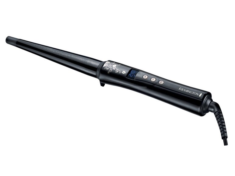 Ein schwarzer Lockenstab von Remington mit digitaler Temperaturregelung.