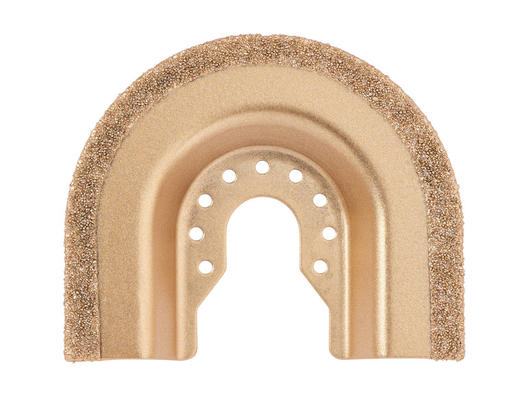 Ein goldenes Sägeblatt mit Diamantkörnern zum Schneiden von Materialien.