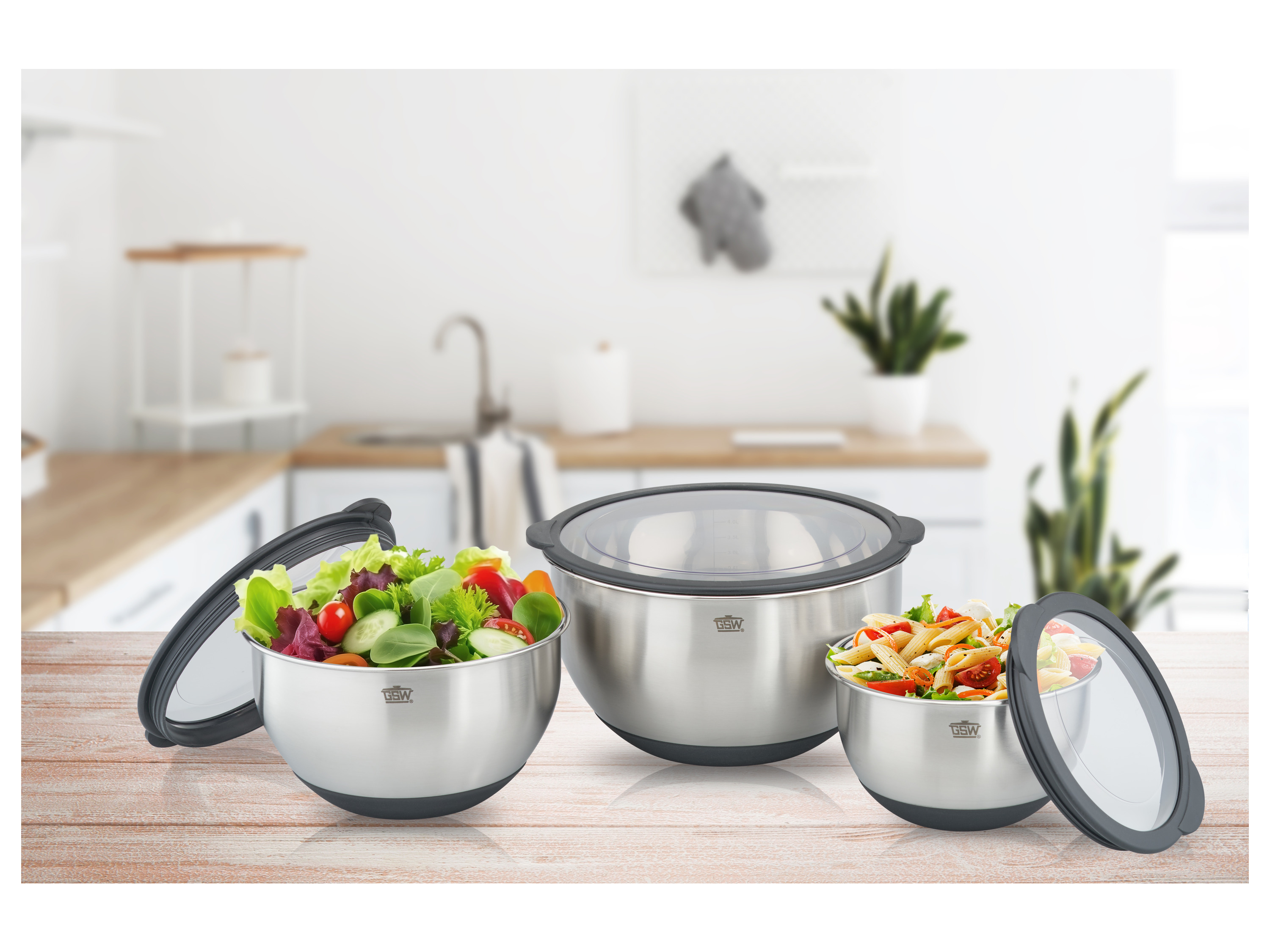 Thumbnail - GSW Edelstahl-Schüssel »Primo« mit luftdichtem Aufbewahrungsdeckel (16 cm)""