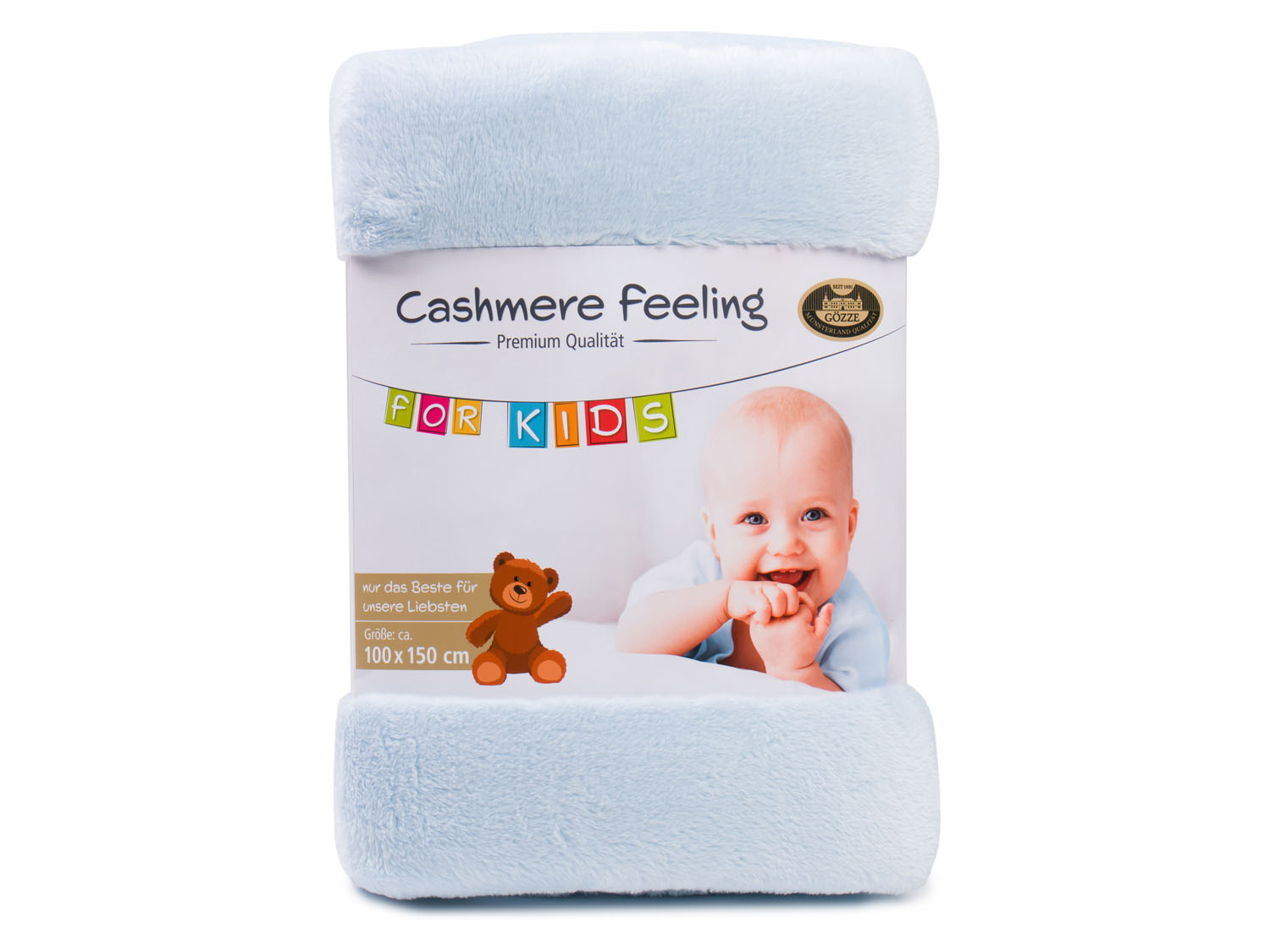 Thumbnail - Gözze Kinder- und Babydecke Cashmere Felling (Hellblau, 100 x 150 cm)""