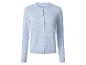 Hellblaue Damen-Strickjacke mit langen Ärmeln und Knöpfen.