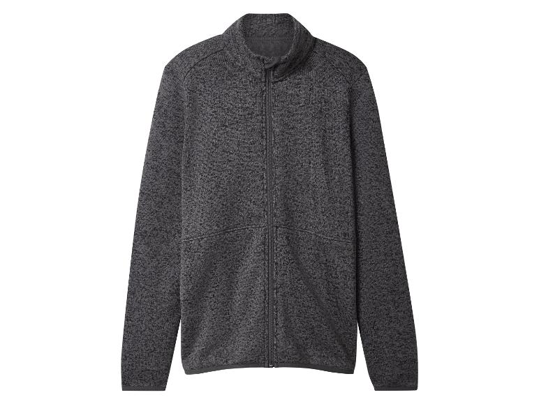 Dunkelgraue Reißverschlussjacke mit Stehkragen.