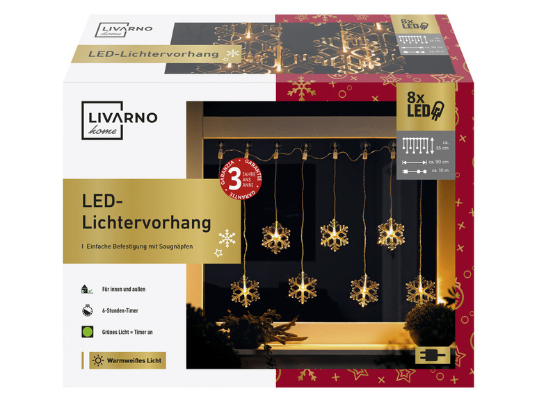 Gehe zu Vollbildansicht: LIVARNO home LED-Lichtervorhang, mit Timer - Bild 5