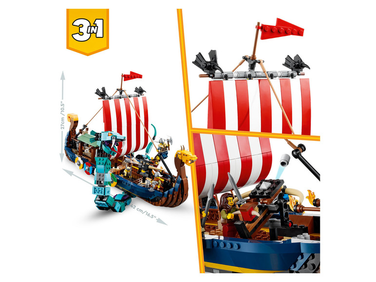 Gehe zu Vollbildansicht: LEGO® Creator 31132 »Wikingerschiff mit Midgardschlange« - Bild 3