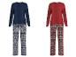 ESMARA® Damen Fleece-Pyjama in Blau und Rot.