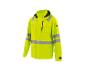 Leuchtend gelbe Jacke mit reflektierenden Streifen und Kapuze