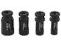 Vier schwarze Diamantbohrer in verschiedenen Größen, von 18mm bis 35mm.